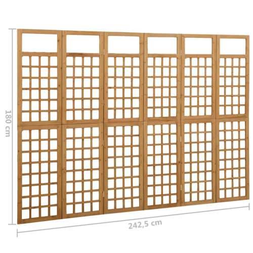 Paravan - Sobna pregrada / rešetka sa 6 panela od jelovine 242,5 x 180 cm - Smeđa 242,5 x 180 cm 1 Cijena