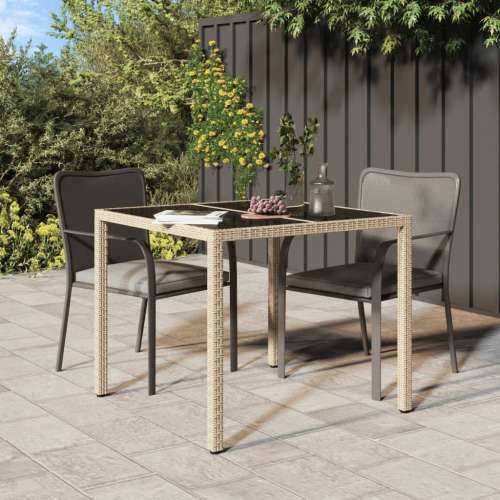 Vrtni stol 90 x 90 x 75 cm od kaljenog stakla i poliratana bež Cijena