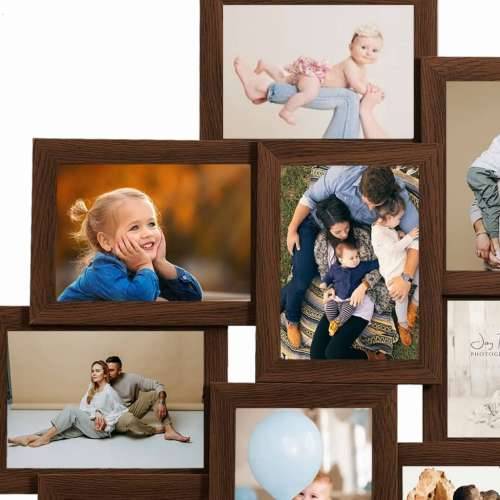 Okvir za 10 fotografija (13 x 18 cm) tamnosmeđi MDF Tamno smeđa 10 x (13 x 18 cm) 1 Cijena