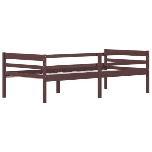 Okvir za krevet od masivne borovine tamnosmeđi 90 x 200 cm  - Tamno smeđa Cijena