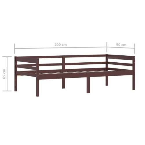 Okvir za krevet od masivne borovine tamnosmeđi 90 x 200 cm  - Tamno smeđa Cijena