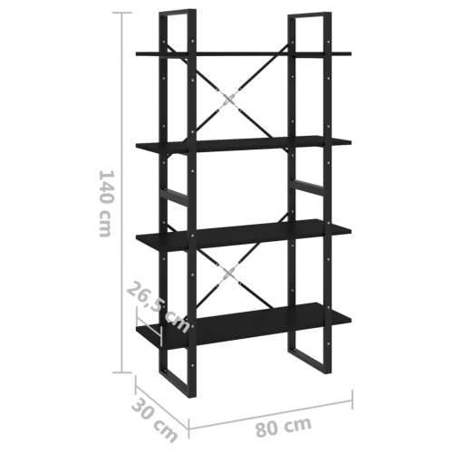 Ormarić za knjige s 4 razine crni 80 x 30 x 140 cm od iverice Cijena