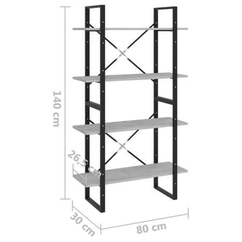 Ormarić za knjige s 4 razine boja betona 80x30x140 cm iverica Cijena