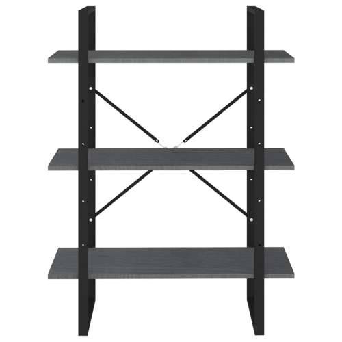Ormarić za knjige s 3 razine sivi 80x30x105 cm masivna borovina Siva 1 105 cm boja drva Cijena