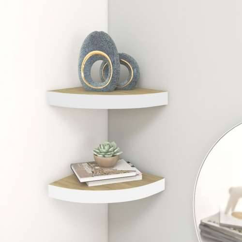 Kutne zidne police 2 kom boja hrasta i bijele 25x25x3,8 cm MDF - Boja hrasta i bijela 25 x 25 x 3.8 cm 2 1 Cijena