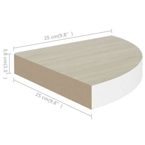 Kutne zidne police 2 kom boja hrasta i bijele 25x25x3,8 cm MDF - Boja hrasta i bijela 25 x 25 x 3.8 cm 2 1 Cijena