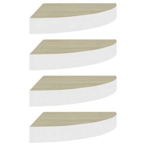 Kutne zidne police 4 kom boja hrasta i bijele 25x25x3,8 cm MDF - Boja hrasta i bijela 25 x 25 x 3.8 cm 4 1 Cijena