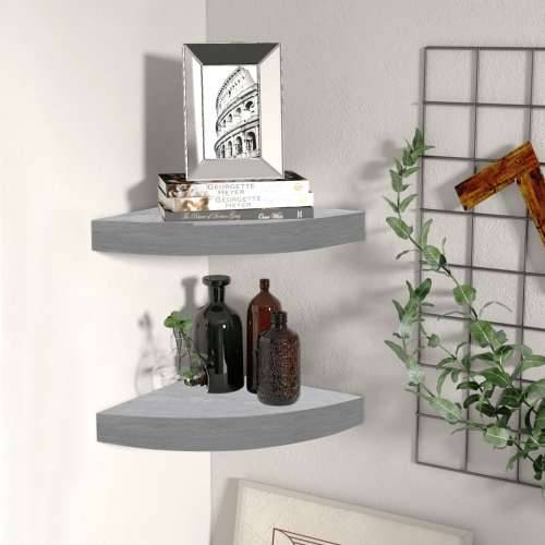 Kutne zidne police 2 kom siva boja betona 25 x 25 x 3,8 cm MDF - Beton siva 25 x 25 x 3.8 cm 2 1 Cijena