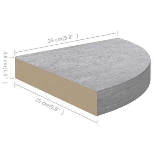 Kutne zidne police 2 kom siva boja betona 25 x 25 x 3,8 cm MDF - Beton siva 25 x 25 x 3.8 cm 2 1 Cijena