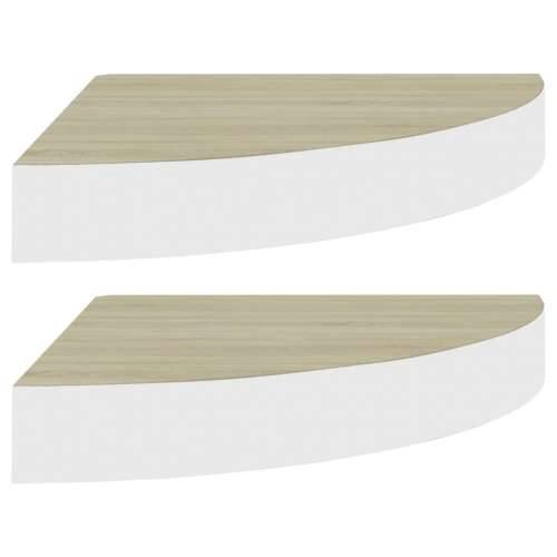Kutne zidne police 2 kom boja hrasta i bijele 35x35x3,8 cm MDF - Boja hrasta i bijela 35 x 35 x 3.8 cm 2 1 Cijena