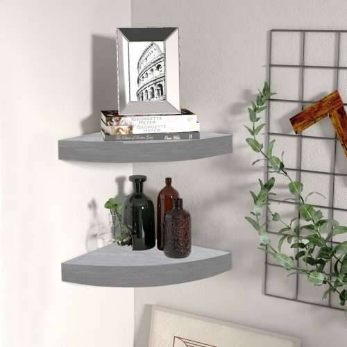 Kutne zidne police 2 kom siva boja betona 35 x 35 x 3,8 cm MDF - Beton siva 35 x 35 x 3.8 cm 2 1 Cijena