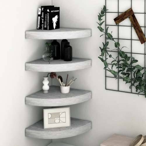 Kutne zidne police 4 kom siva boja betona 35 x 35 x 3,8 cm MDF - Beton siva 35 x 35 x 3.8 cm 4 1 Cijena