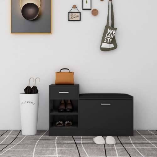 Klupa za cipele crna 94,5 x 31 x 57 cm od konstruiranog drva - Crna 1 Cijena