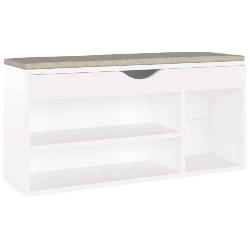 Klupa za cipele s jastukom bijela 104x30x49cm konstruirano drvo - Bijela 1 Cijena
