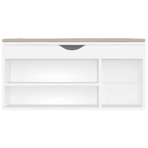 Klupa za cipele s jastukom bijela 104x30x49cm konstruirano drvo - Bijela 1 Cijena