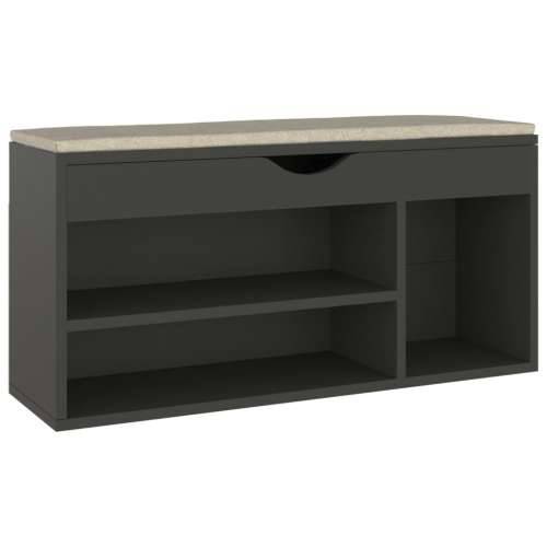 Klupa za cipele s jastukom siva 104x30x49 cm konstruirano drvo - Siva 1 Cijena