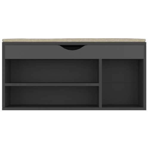 Klupa za cipele s jastukom siva 104x30x49 cm konstruirano drvo - Siva 1 Cijena
