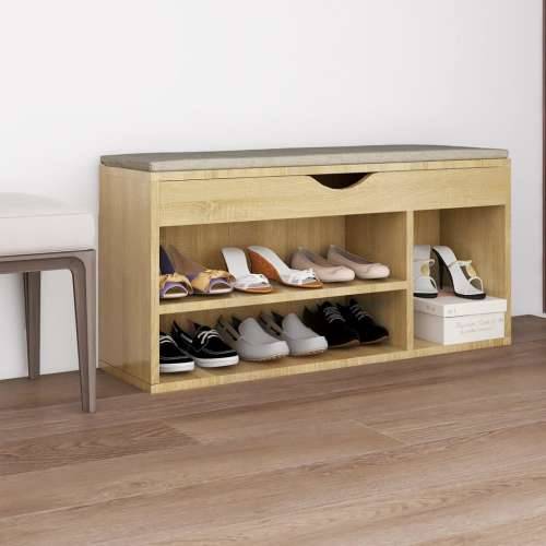 Klupa za cipele s jastukom boja hrasta 104 x 30 x 49 cm drvena - sonoma hrast 1 Cijena