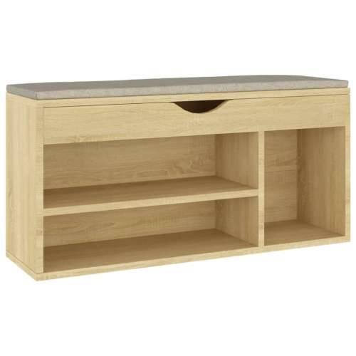Klupa za cipele s jastukom boja hrasta 104 x 30 x 49 cm drvena - sonoma hrast 1 Cijena