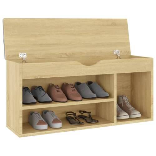 Klupa za cipele s jastukom boja hrasta 104 x 30 x 49 cm drvena - sonoma hrast 1 Cijena