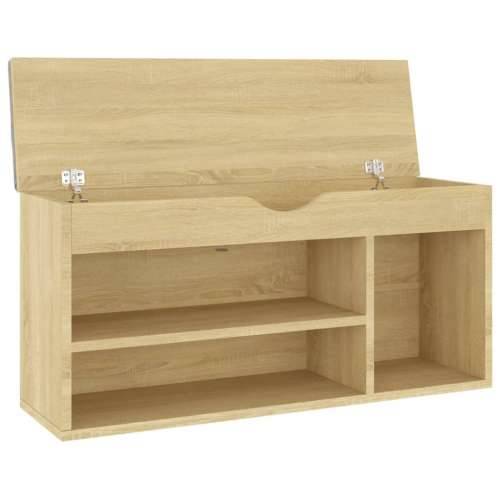 Klupa za cipele s jastukom boja hrasta 104 x 30 x 49 cm drvena - sonoma hrast 1 Cijena
