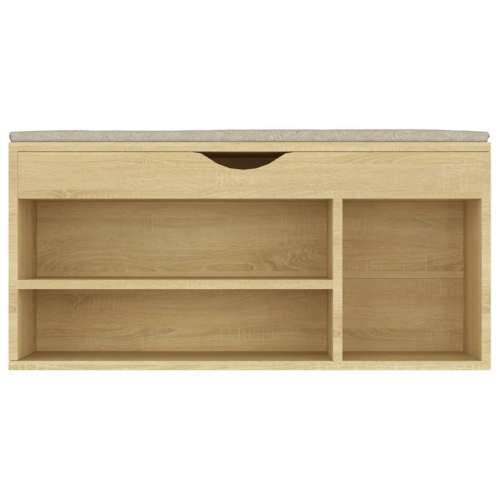 Klupa za cipele s jastukom boja hrasta 104 x 30 x 49 cm drvena - sonoma hrast 1 Cijena