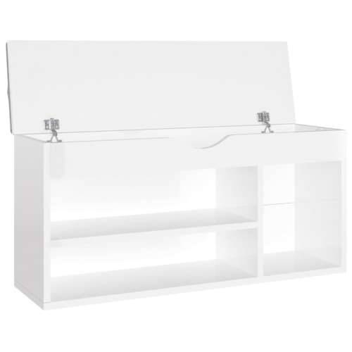Klupa za cipele s jastukom sjajna bijela 104x30x49 cm drvena - Visoko sjajno bijela 1 Cijena