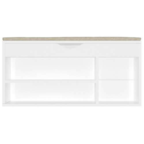 Klupa za cipele s jastukom sjajna bijela 104x30x49 cm drvena - Visoko sjajno bijela 1 Cijena