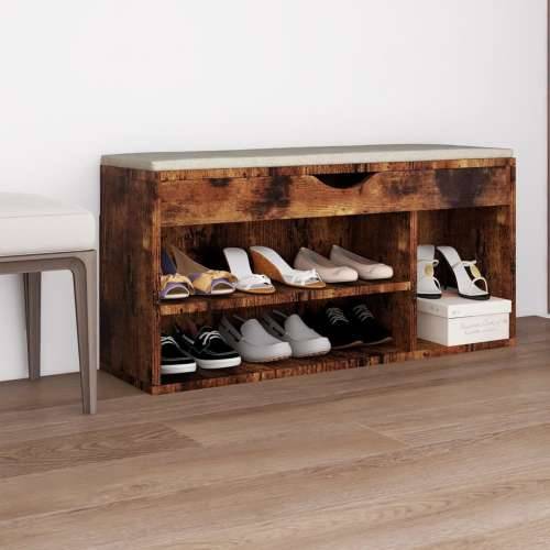 Klupa za cipele s jastukom boja hrasta 104 x 30 x 49 cm drvena - Dimljeni hrast 1 Cijena