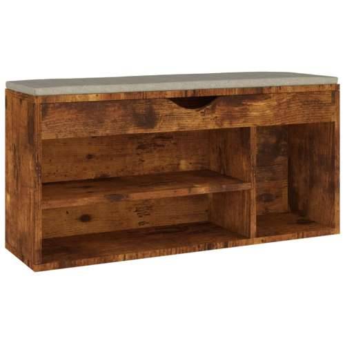 Klupa za cipele s jastukom boja hrasta 104 x 30 x 49 cm drvena - Dimljeni hrast 1 Cijena
