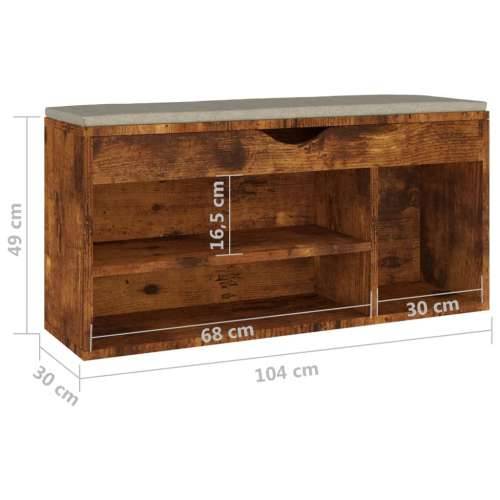 Klupa za cipele s jastukom boja hrasta 104 x 30 x 49 cm drvena - Dimljeni hrast 1 Cijena