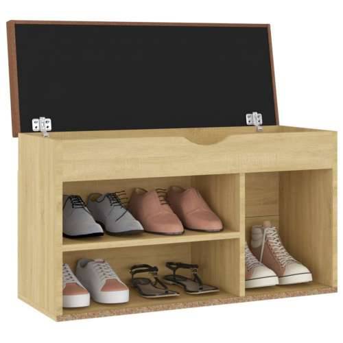 Klupa za cipele s jastukom boja hrasta 80 x 30 x 47 cm drvena sonoma hrast 1 Cijena