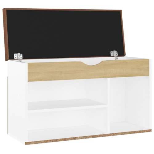 Klupa za cipele s jastukom bijela/hrast 80 x 30 x 47 cm drvena - Bijela i boja hrasta sonome 1 Cijena