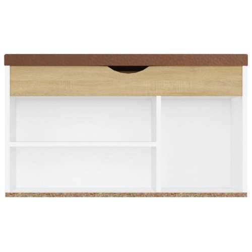 Klupa za cipele s jastukom bijela/hrast 80 x 30 x 47 cm drvena - Bijela i boja hrasta sonome 1 Cijena