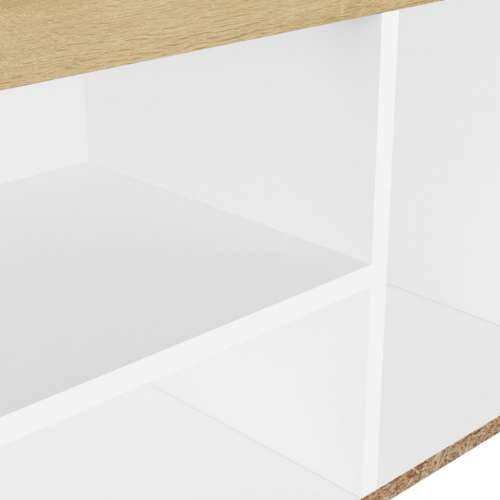 Klupa za cipele s jastukom bijela/hrast 80 x 30 x 47 cm drvena - Bijela i boja hrasta sonome 1 Cijena
