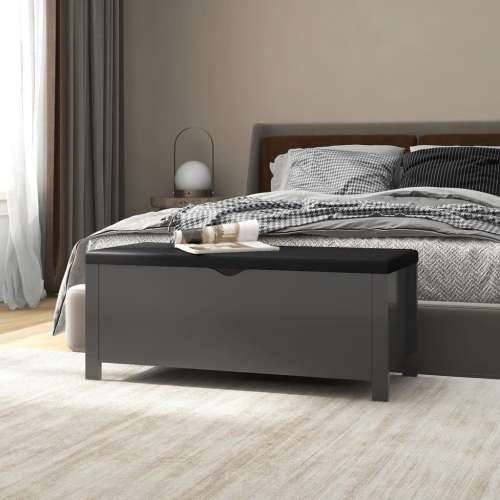 Kutija za pohranu s jastukom siva 105x40x45cm konstruirano drvo - Siva 1 Cijena