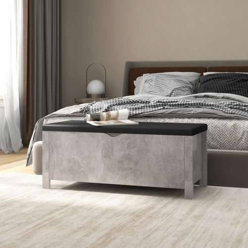 Kutija za pohranu s jastukom boja betona 105x40x45 cm drvena - Beton siva 1 Cijena
