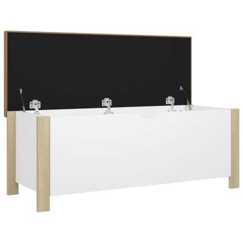 Kutija za pohranu s jastukom bijela/hrast 105x40x45 cm iverica - Bijela i boja hrasta sonome 1 Cijena