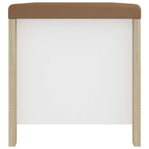 Kutija za pohranu s jastukom bijela/hrast 105x40x45 cm iverica - Bijela i boja hrasta sonome 1 Cijena