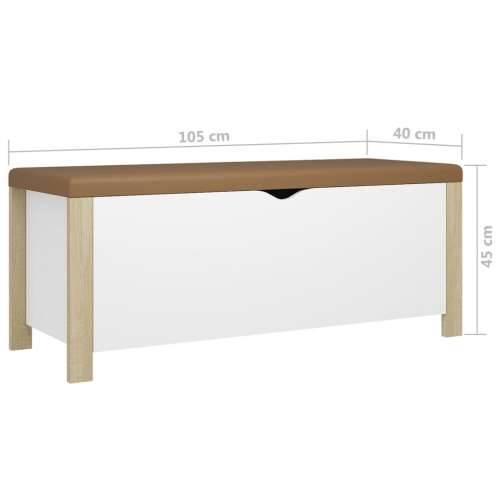 Kutija za pohranu s jastukom bijela/hrast 105x40x45 cm iverica - Bijela i boja hrasta sonome 1 Cijena