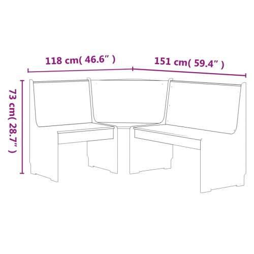 Kutna klupa REINE 151 cm od masivne borovine boja meda - boja meda Cijena