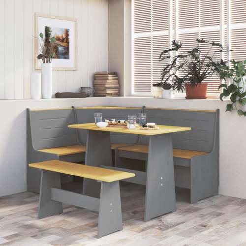 Blagovaonski stol s klupom od masivne borovine boja meda i sivi Cijena
