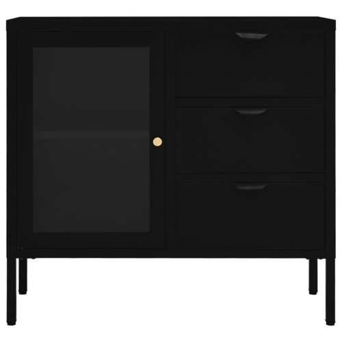 Komoda crna 75 x 35 x 70 cm od čelika i kaljenog stakla - Crna 1 Cijena