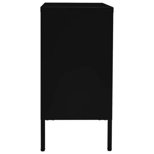 Komoda crna 75 x 35 x 70 cm od čelika i kaljenog stakla - Crna 1 Cijena