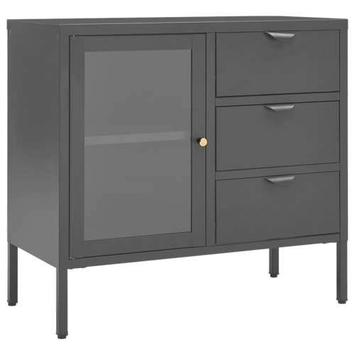 Komoda antracit 75 x 35 x 70 cm od čelika i kaljenog stakla Antracit 1 Cijena