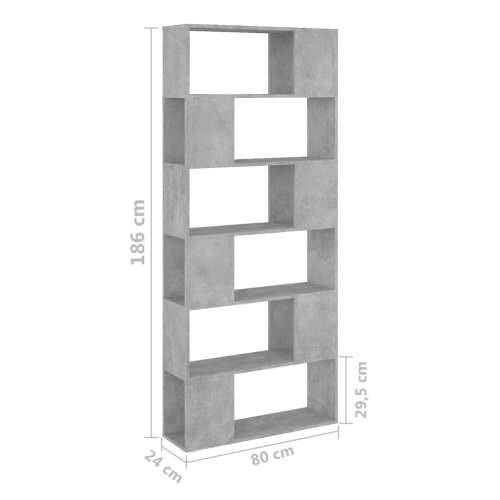 Ormarić za knjige / pregrada boja betona 80x24x186 cm drveni - Beton siva 80 x 24 x 186 cm 1 Cijena