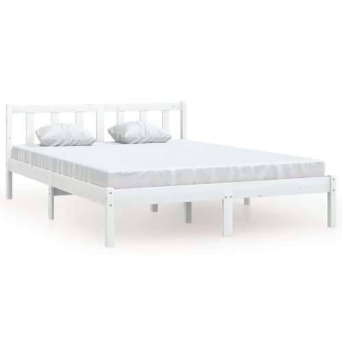 Okvir za krevet masivna borovina bijeli 150 x 200 cm bračni Cijena