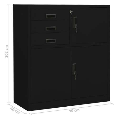 Uredski ormarić crni 90 x 40 x 102 cm čelični Crna 1 Bez gredice za sadnju Cijena