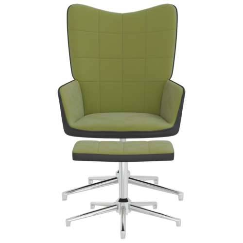 Stolica za opuštanje s osloncem za noge zelena od baršuna/PVC-a Cijena