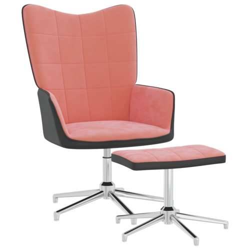 Stolica za opuštanje s osloncem za noge ružičasta baršun/PVC Cijena